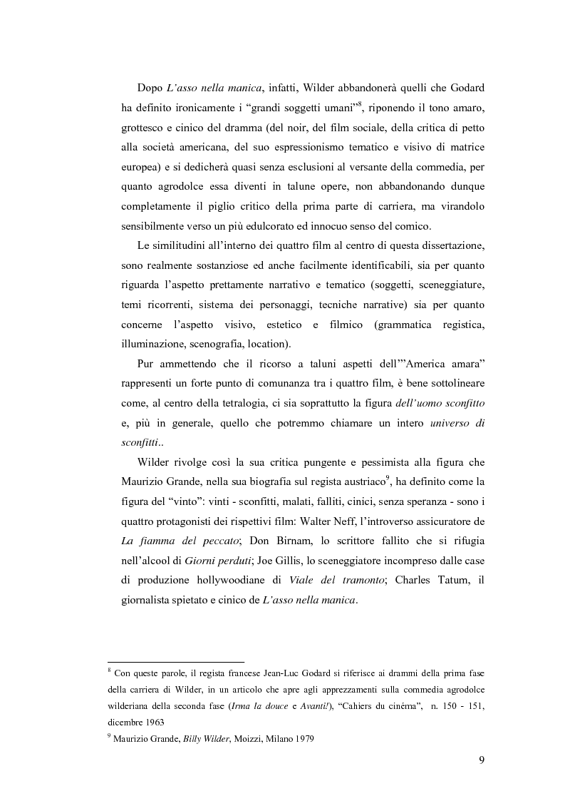 Anteprima della tesi: La tetralogia degli sconfitti: Billy Wilder e la società americana. ''La fiamma del peccato'', ''Giorni perduti'', ''Viale del tramonto'' e ''L'asso nella manica'', Pagina 7