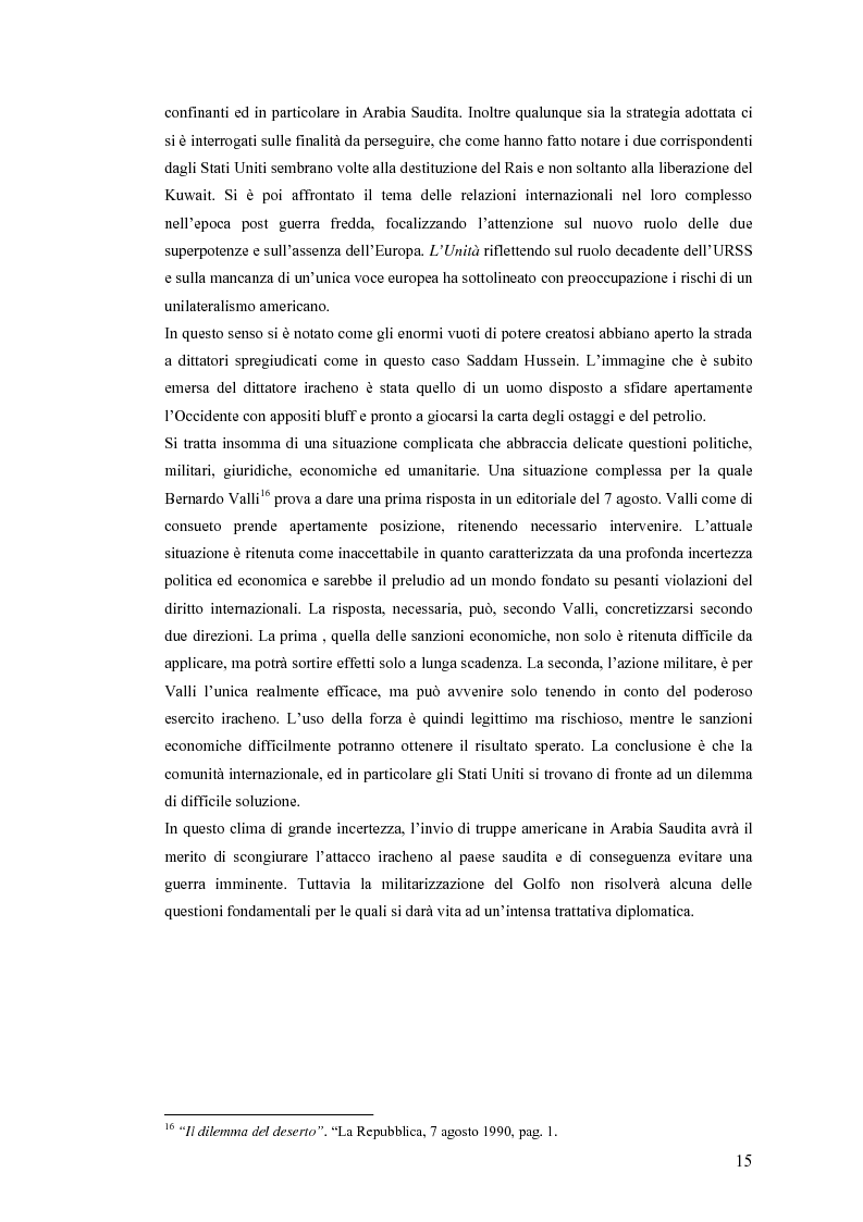 Anteprima della tesi: Politica estera e comunicazione: La prima guerra del golfo secondo ''La Repubblica'' e ''L'Unità'', Pagina 12