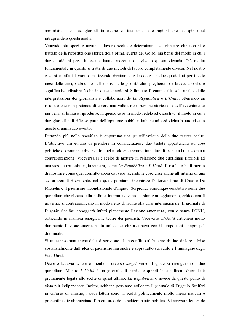 Anteprima della tesi: Politica estera e comunicazione: La prima guerra del golfo secondo ''La Repubblica'' e ''L'Unità'', Pagina 2