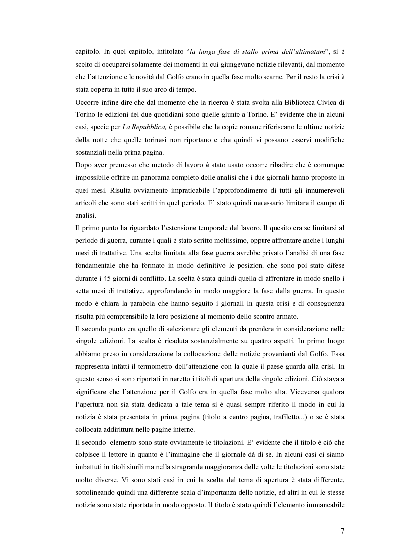 Anteprima della tesi: Politica estera e comunicazione: La prima guerra del golfo secondo ''La Repubblica'' e ''L'Unità'', Pagina 4