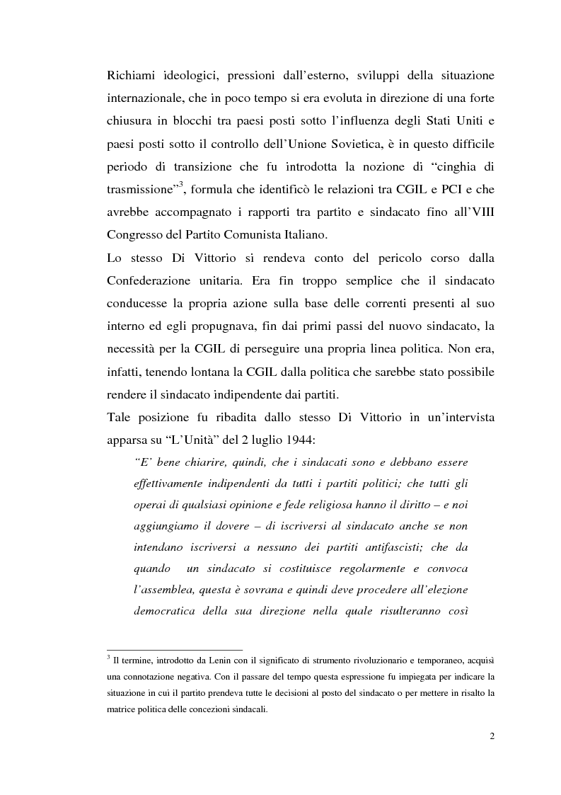 Anteprima della tesi: I rapporti tra il P.C.I. e la C.G.I.L. dalla crisi del 1955 alla svolta degli anni '60, Pagina 5
