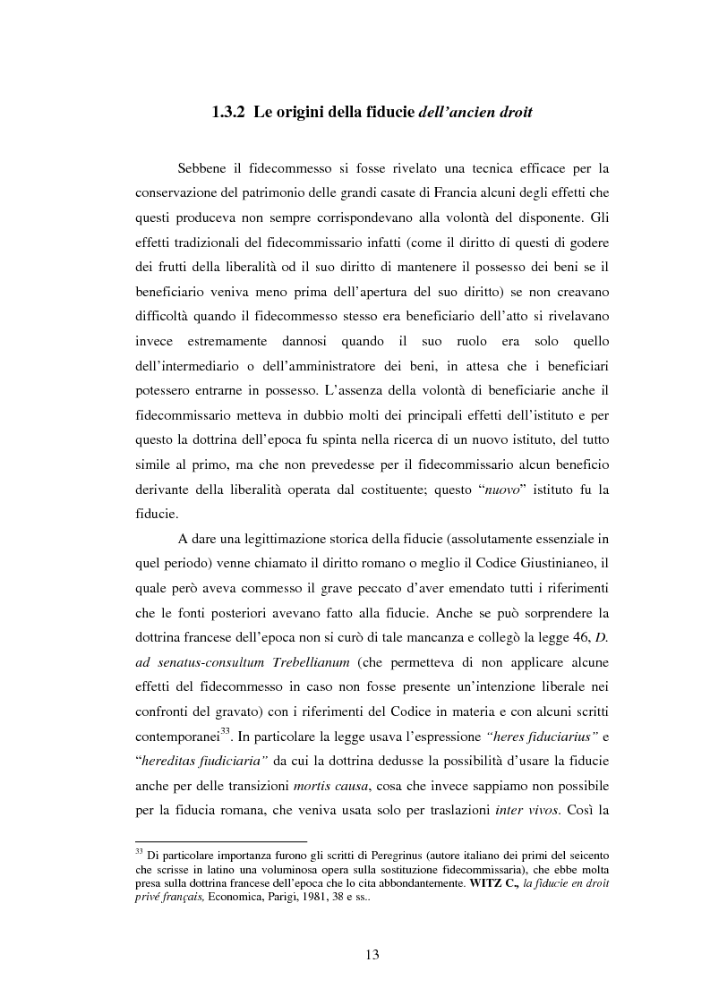 Anteprima della tesi: La Fiducie: un'analisi di diritto comparato, Pagina 13
