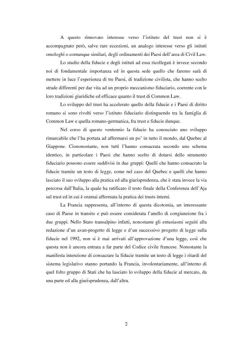 Anteprima della tesi: La Fiducie: un'analisi di diritto comparato, Pagina 2