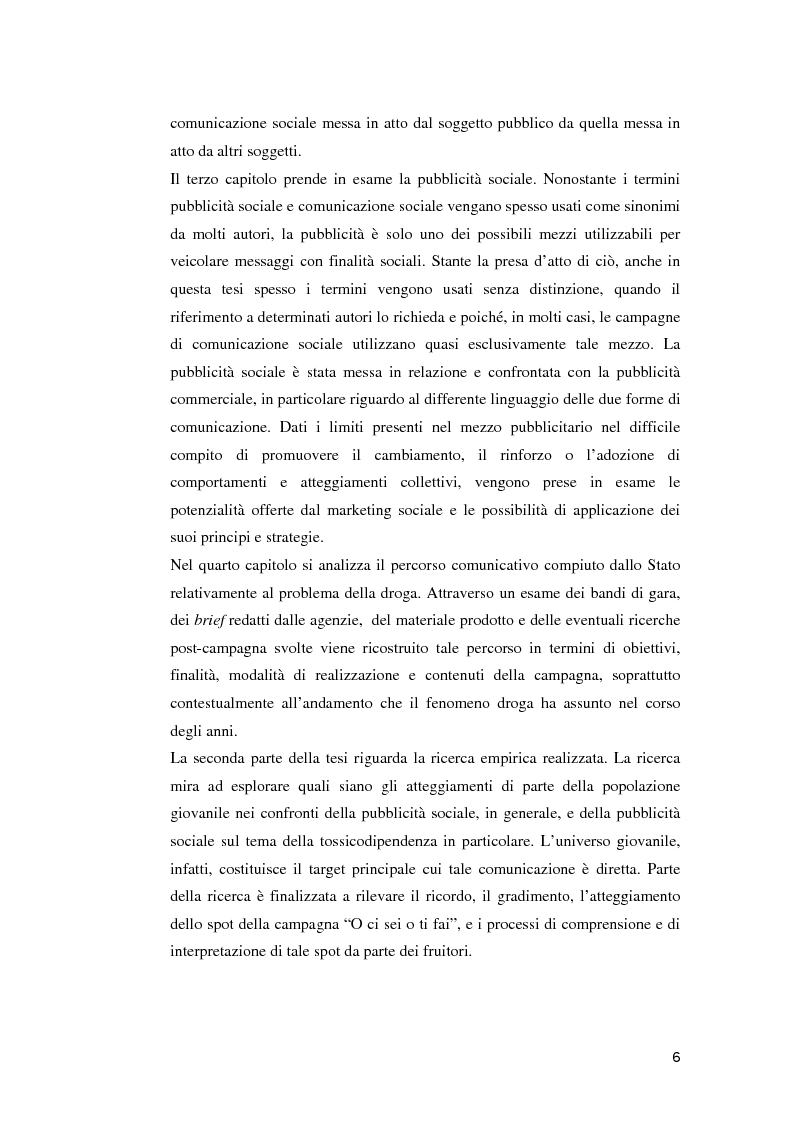 Anteprima della tesi: Le campagne di utilità sociale sulla tossicodipendenza: un contributo di ricerca, Pagina 3
