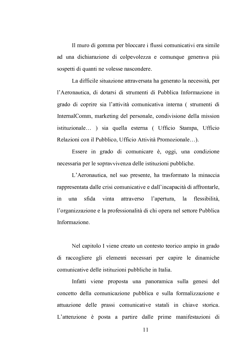 Anteprima della tesi: La comunicazione istituzionale dell'Aeronautica Militare. Uno sguardo dall'alto sulle attività dell'Ufficio Stampa della A. M., Pagina 5