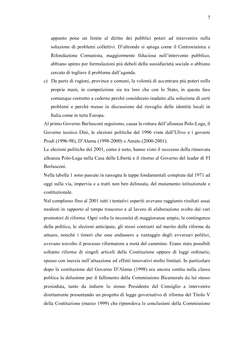 Anteprima della tesi: Verso un'Italia federale. Dalla Riforma del Titolo V al disegno di legge sulla devoluzione., Pagina 4