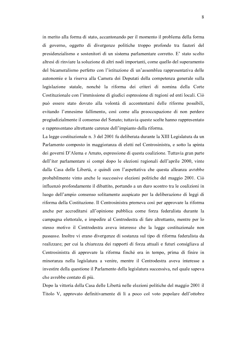 Anteprima della tesi: Verso un'Italia federale. Dalla Riforma del Titolo V al disegno di legge sulla devoluzione., Pagina 5
