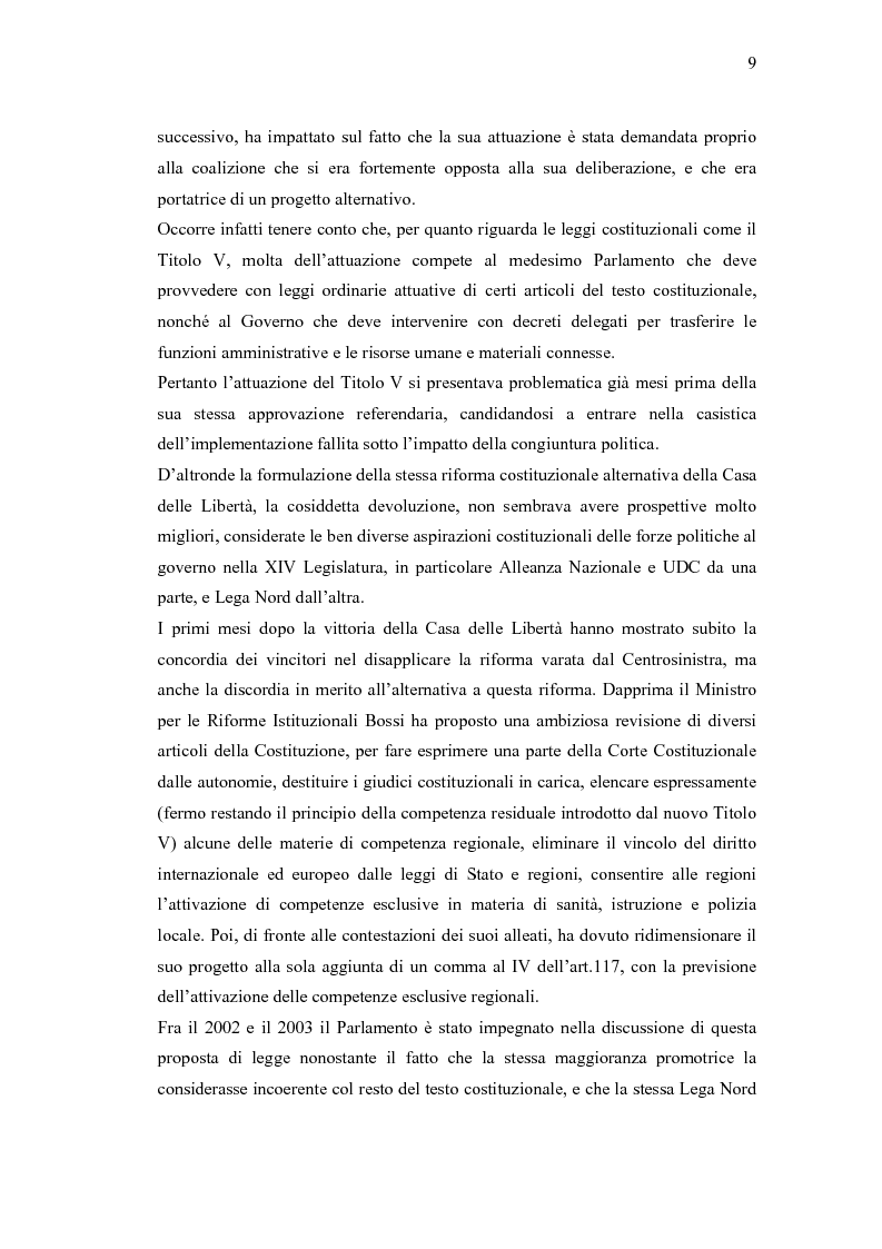Anteprima della tesi: Verso un'Italia federale. Dalla Riforma del Titolo V al disegno di legge sulla devoluzione., Pagina 6