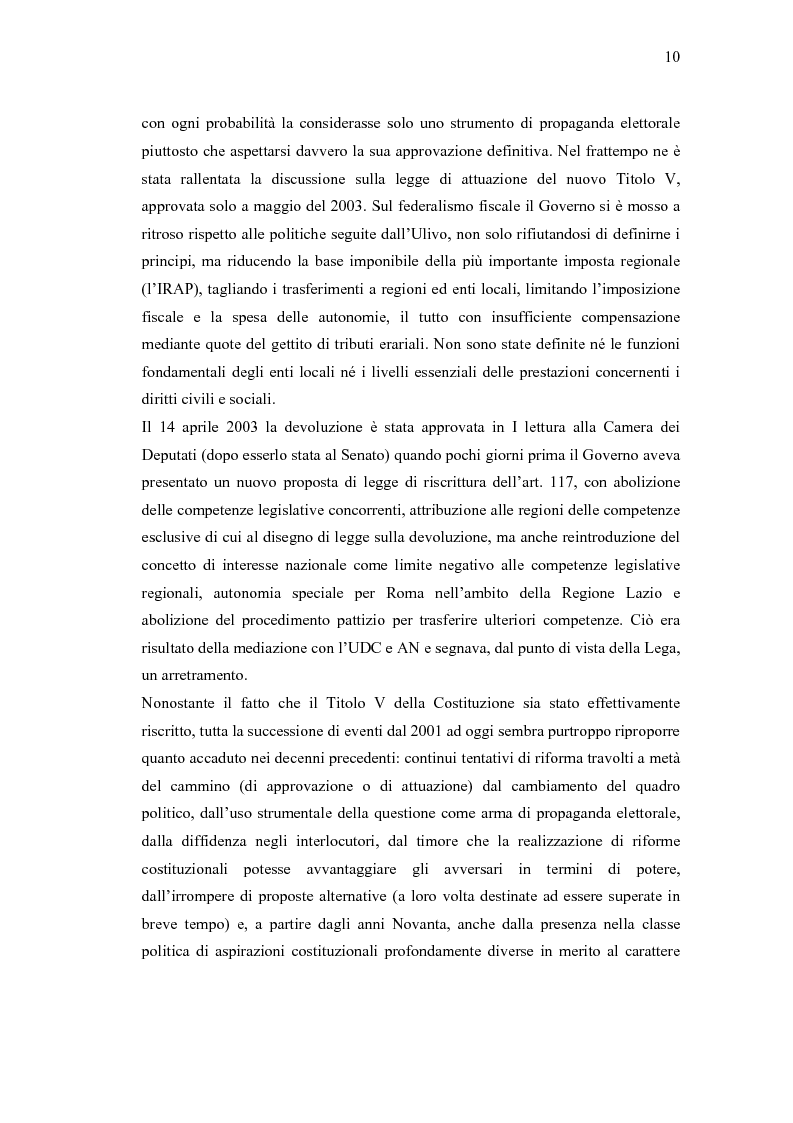 Anteprima della tesi: Verso un'Italia federale. Dalla Riforma del Titolo V al disegno di legge sulla devoluzione., Pagina 7