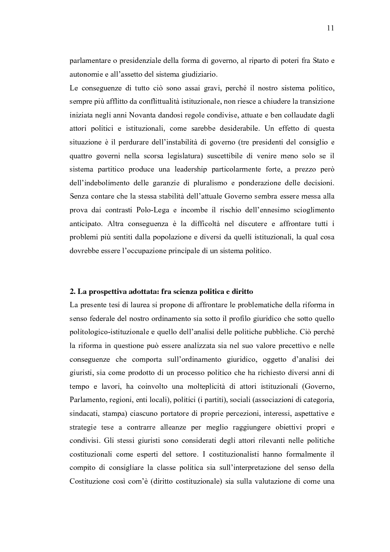 Anteprima della tesi: Verso un'Italia federale. Dalla Riforma del Titolo V al disegno di legge sulla devoluzione., Pagina 8