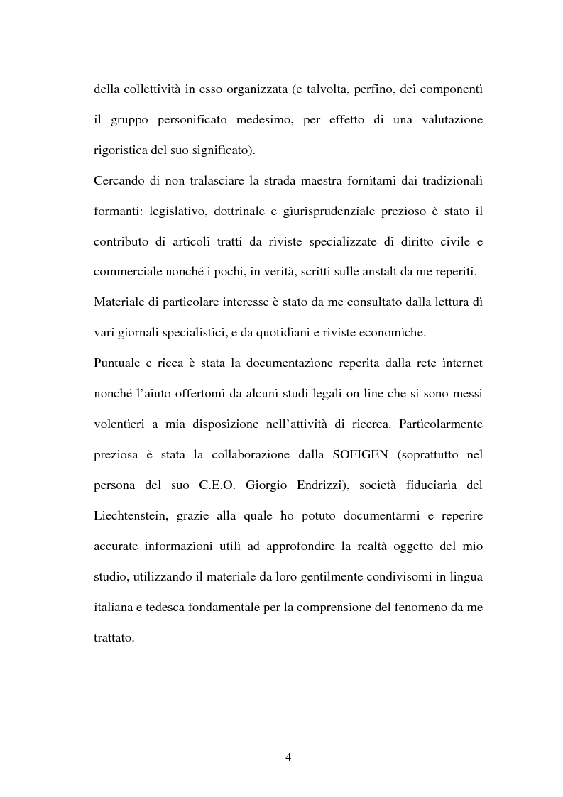 Anteprima della tesi: Personalità e soggettività giuridica. Un caso specifico: ''Le Anstalten''., Pagina 4