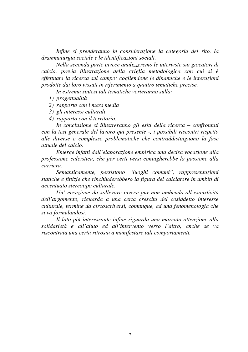 Anteprima della tesi: Il gioco del calcio come fenomeno sociale tra rappresentazione e realtà, Pagina 2