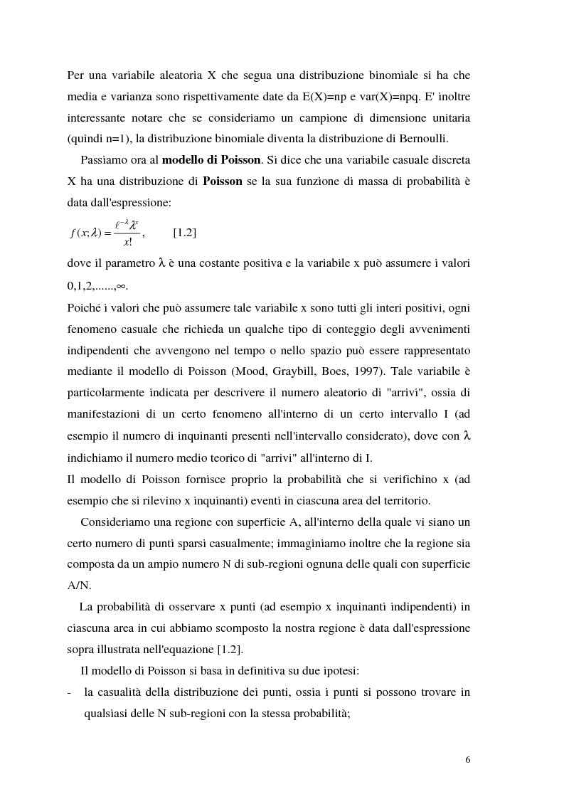 Anteprima della tesi: L'analisi statistica spaziale e lo studio dei problemi di inquinamento ambientale, Pagina 6