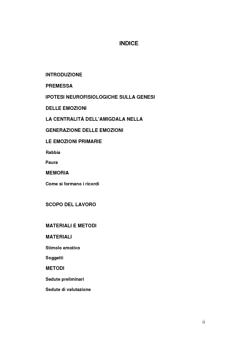 Indice della tesi: L’influenza di rabbia, paura e memoria sul comportamento alimentare: uno studio metodologico, Pagina 1