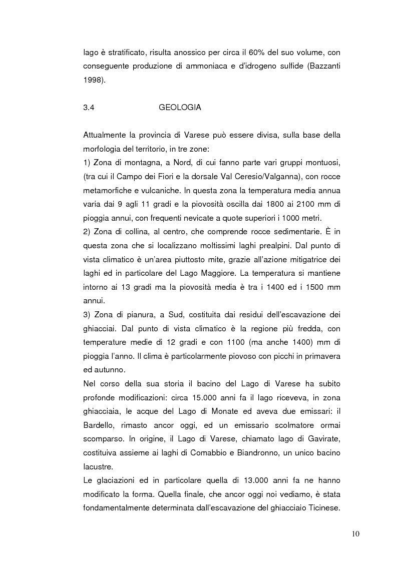 Anteprima della tesi: I Chironomidi (Insecta Diptera) come indicatori dello stato trofico del Lago di Varese, Pagina 11