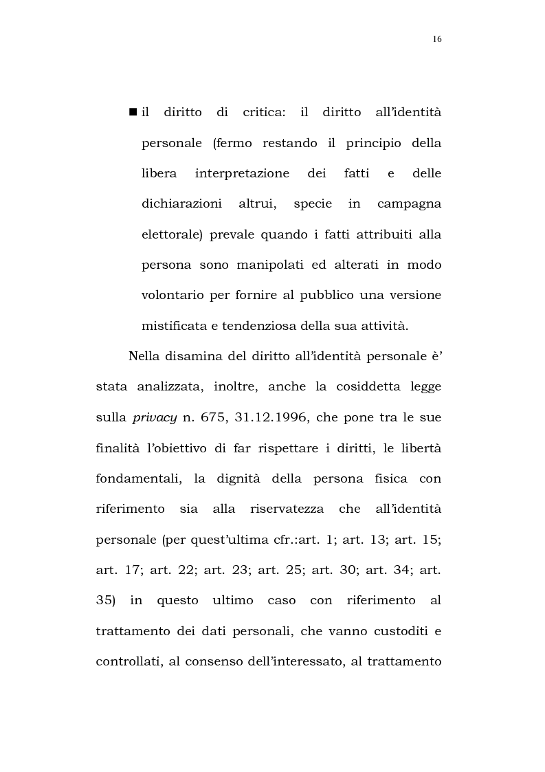 Anteprima della tesi: Il diritto alla identità personale, Pagina 13