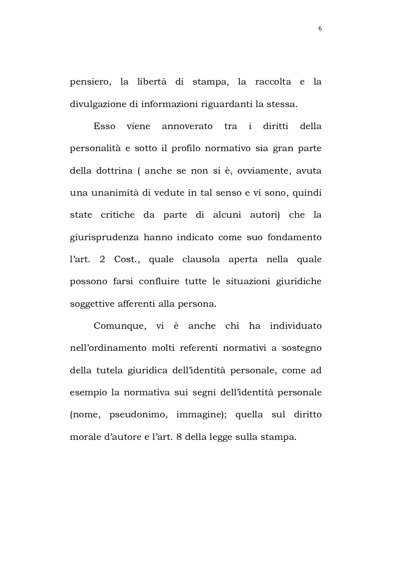 Anteprima della tesi: Il diritto alla identità personale, Pagina 3
