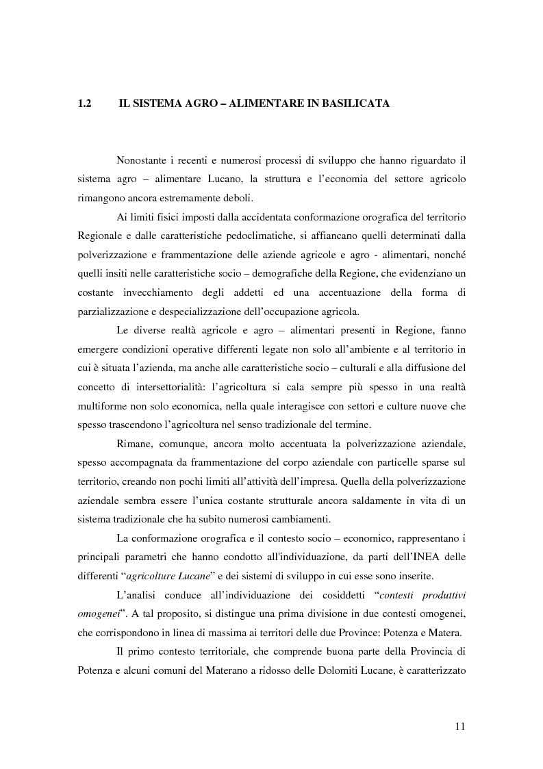 Anteprima della tesi: Il possibile distretto agroalimentare del Vulture - Alto Bradano, Pagina 8