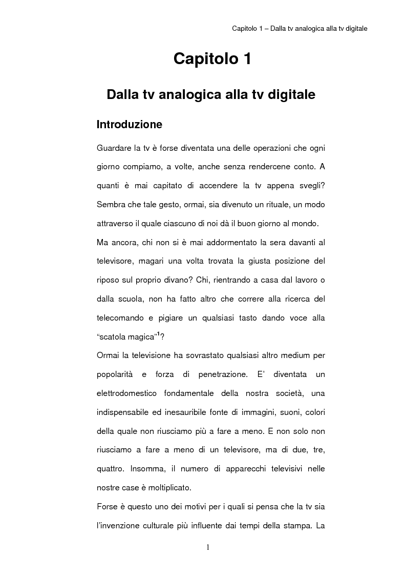 Anteprima della tesi: TV digitale terrestre: strategie di promozione. Il caso Mediaset., Pagina 5
