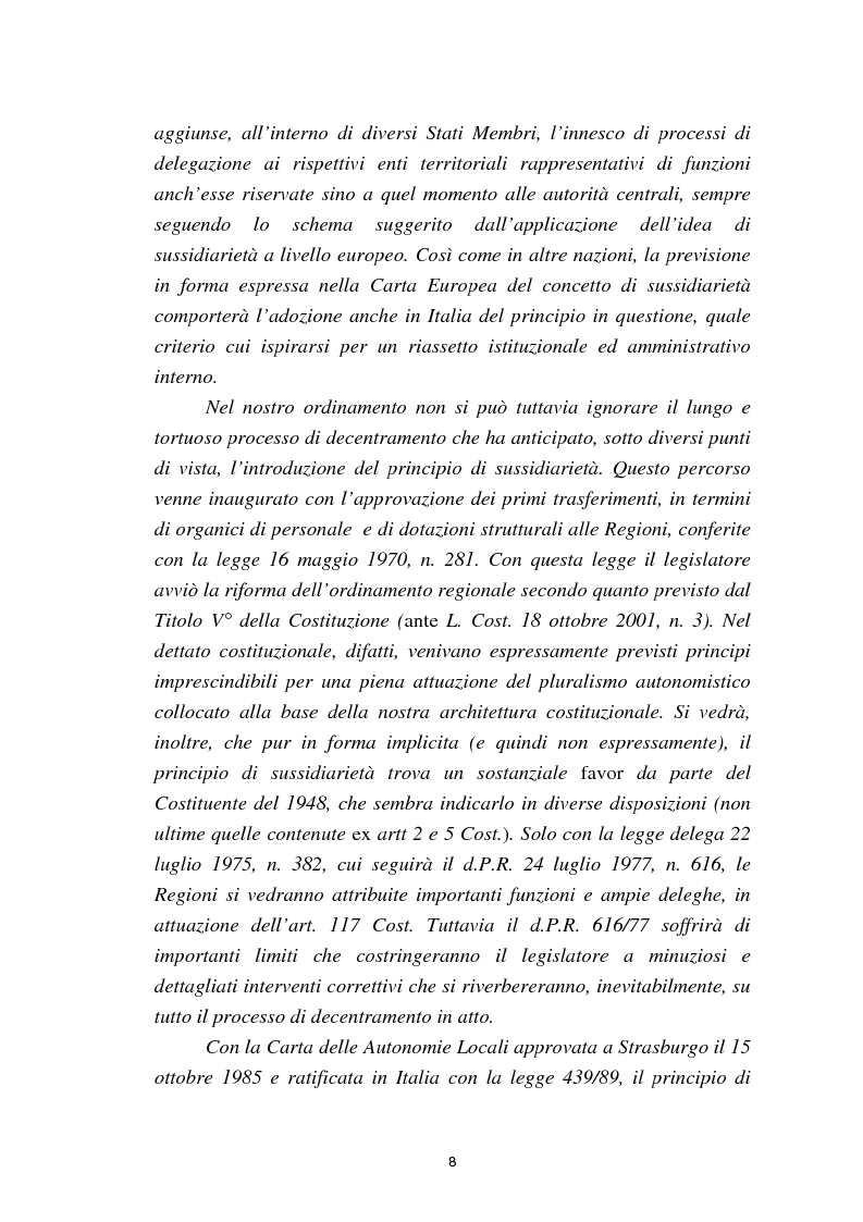 Anteprima della tesi: Il principio di sussidiarietà nel sistema delle autonomie locali, Pagina 3