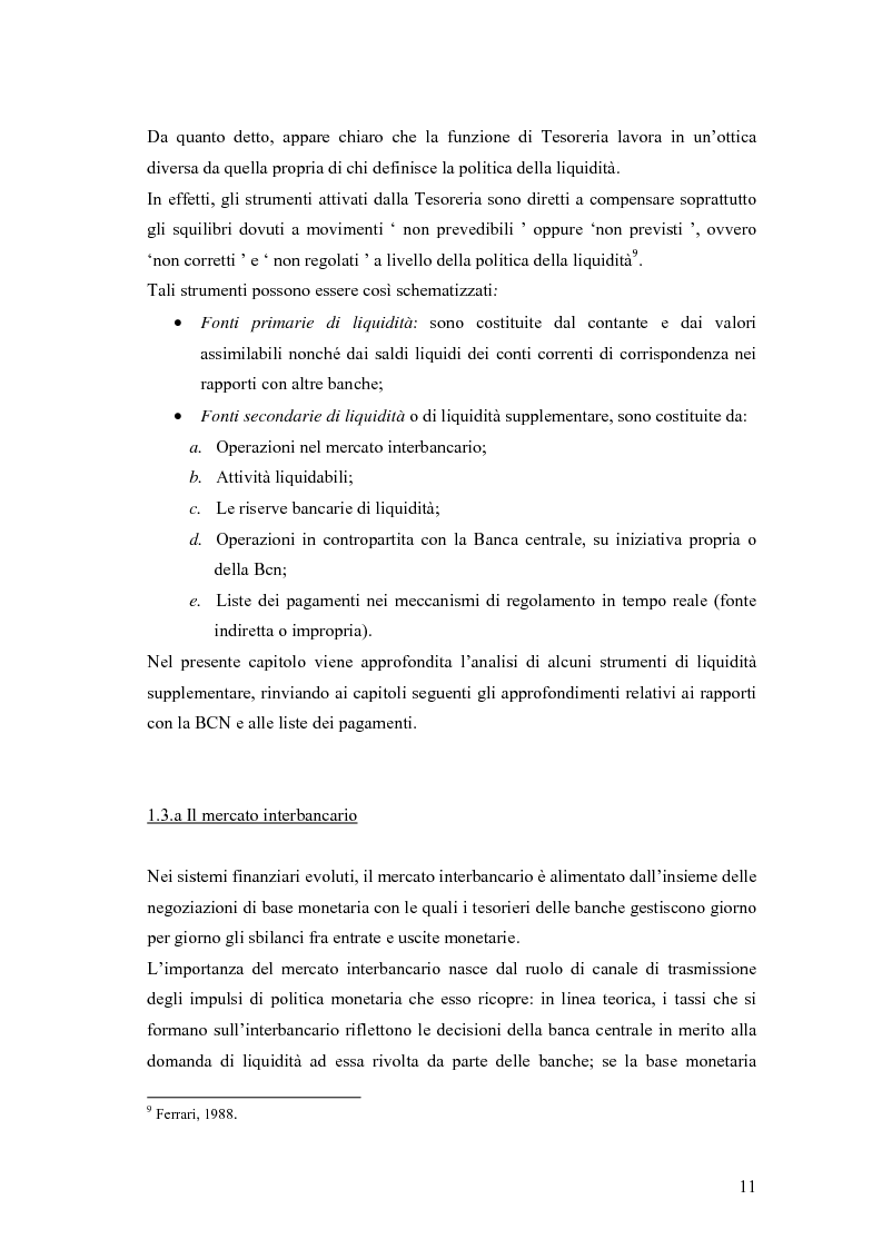 Anteprima della tesi: Modelli matematici per la gestione della liquidità di breve periodo nelle aziende di credito, Pagina 11