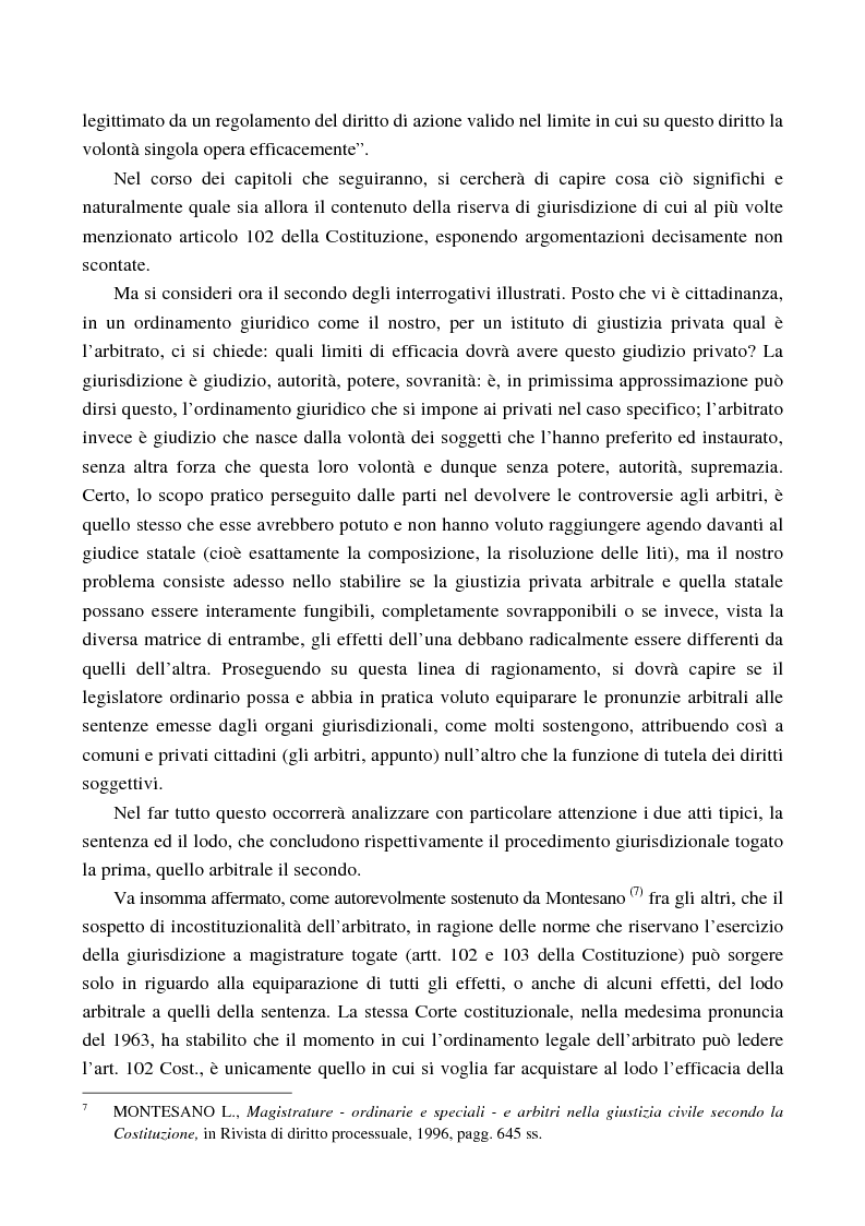 Anteprima della tesi: Arbitrato e funzione giurisdizionale, Pagina 6