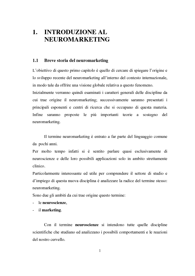 Anteprima della tesi: Il fenomeno neuromarketing: posizioni a confronto e sviluppi recenti., Pagina 3