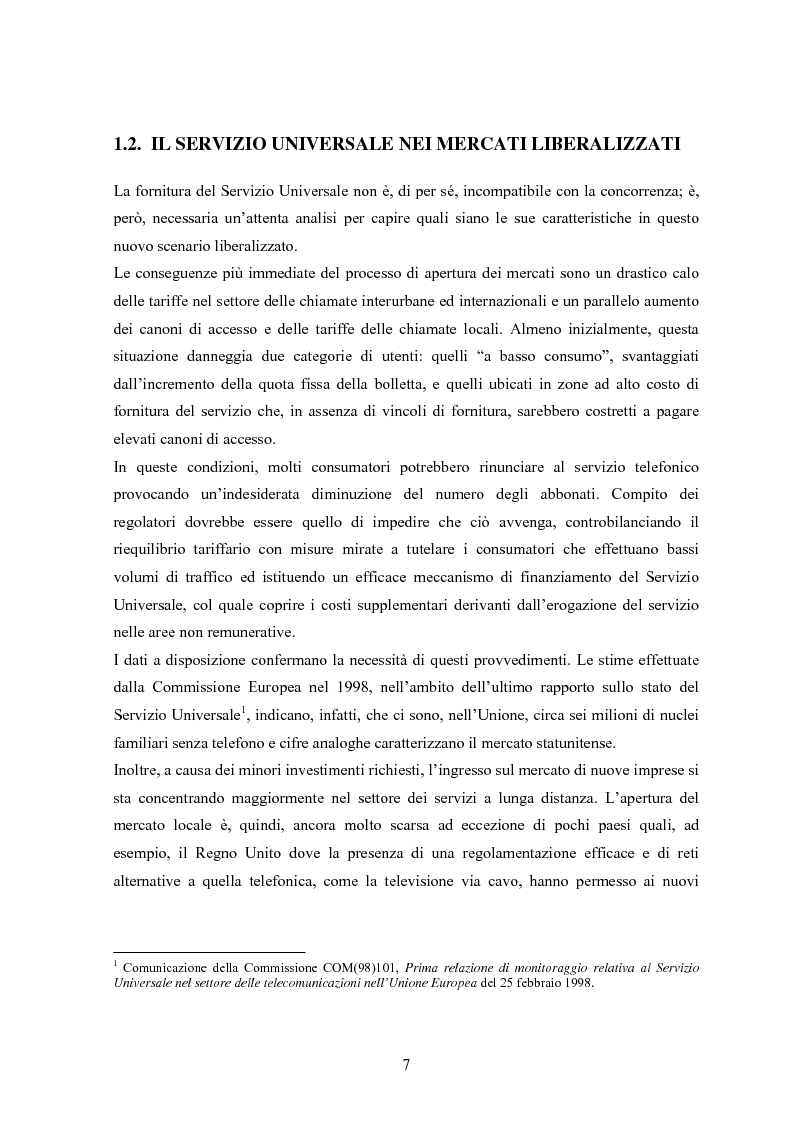 Anteprima della tesi: Il Servizio Universale nelle telecomunicazioni, Pagina 3