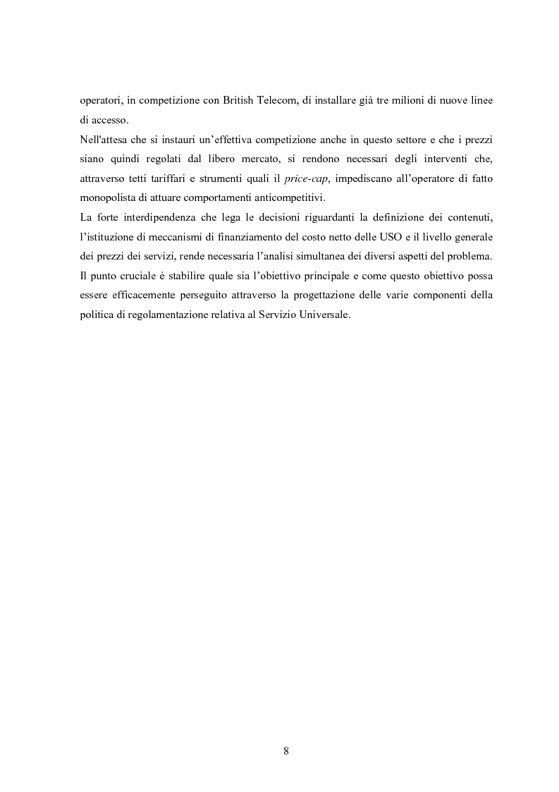 Anteprima della tesi: Il Servizio Universale nelle telecomunicazioni, Pagina 4
