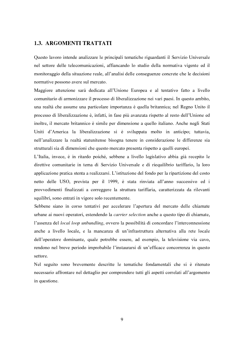 Anteprima della tesi: Il Servizio Universale nelle telecomunicazioni, Pagina 5