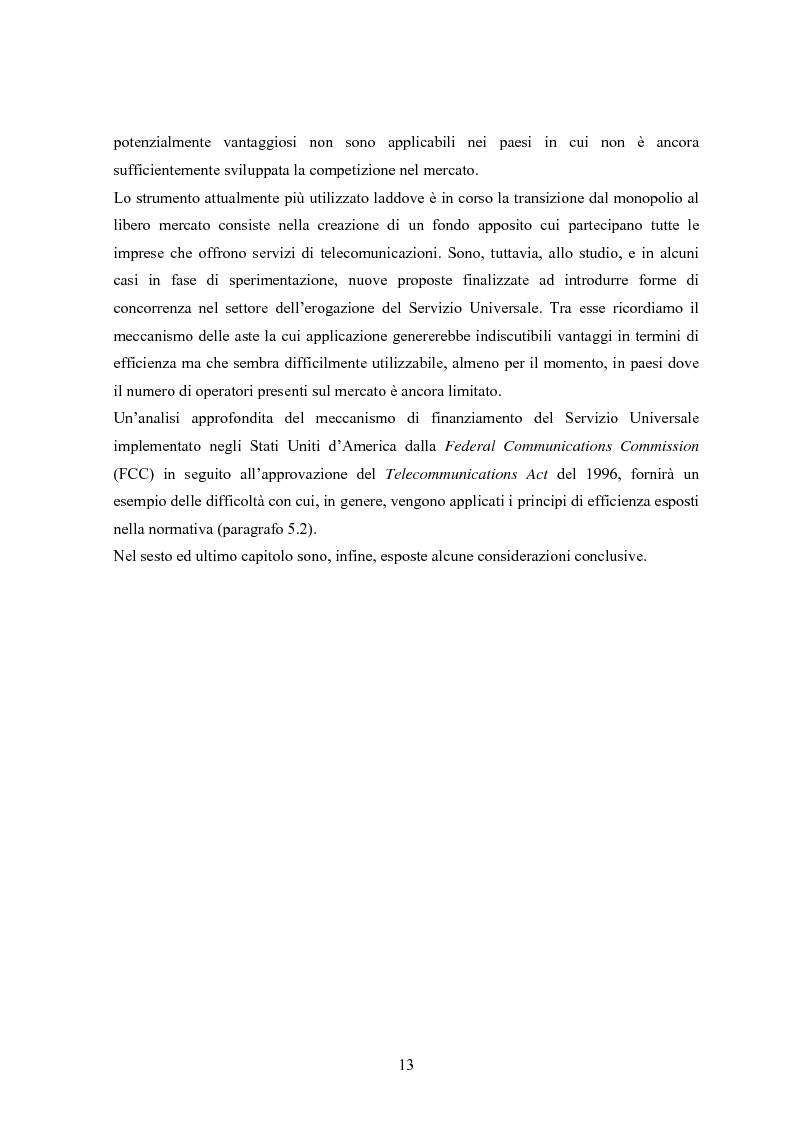 Anteprima della tesi: Il Servizio Universale nelle telecomunicazioni, Pagina 9