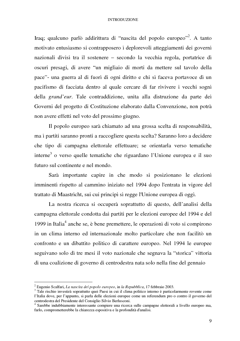 Anteprima della tesi: Le elezioni europee in Italia (1994-1999), Pagina 3