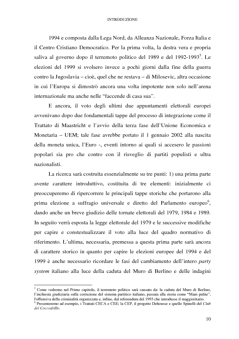 Anteprima della tesi: Le elezioni europee in Italia (1994-1999), Pagina 4