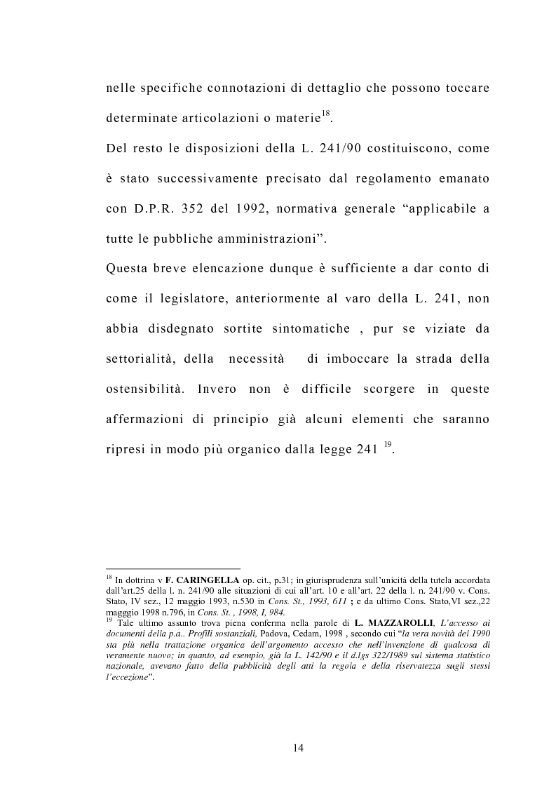 Anteprima della tesi: Accesso e trasparenza nell'attività della Pubblica Amministrazione, Pagina 13