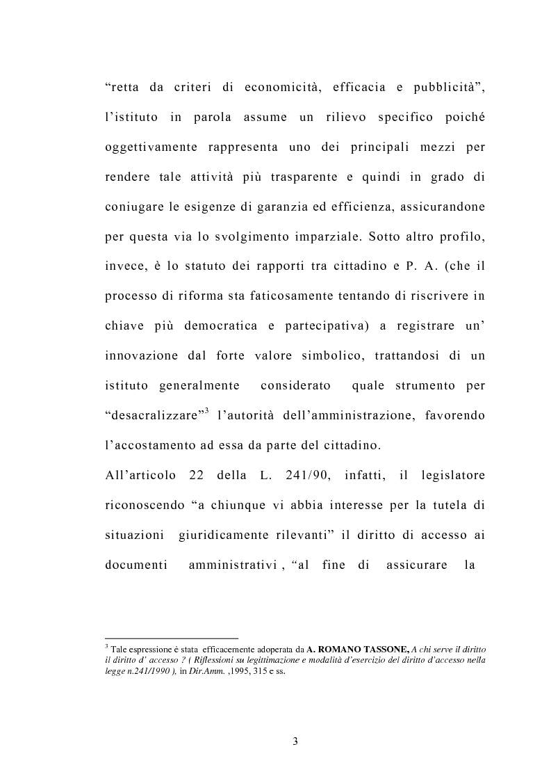 Anteprima della tesi: Accesso e trasparenza nell'attività della Pubblica Amministrazione, Pagina 2