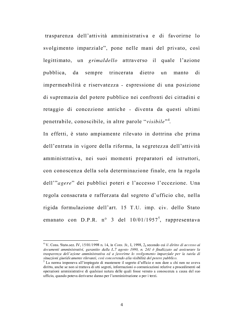 Anteprima della tesi: Accesso e trasparenza nell'attività della Pubblica Amministrazione, Pagina 3