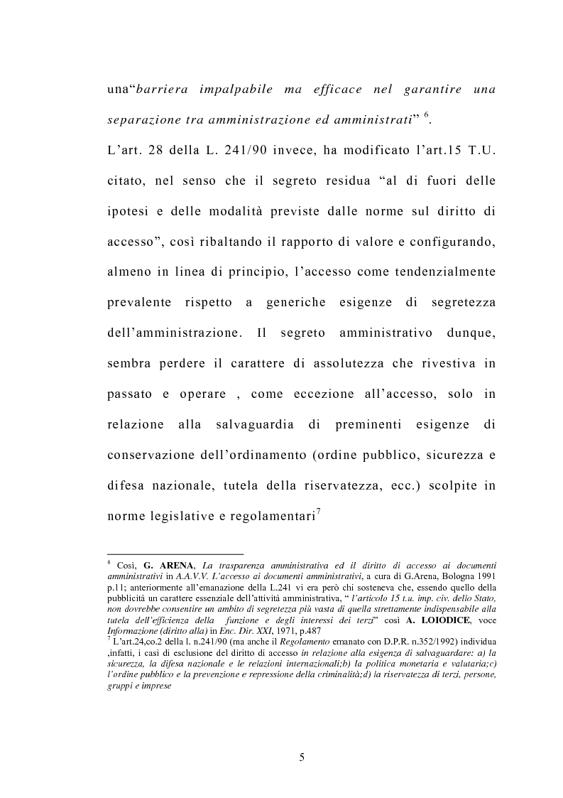 Anteprima della tesi: Accesso e trasparenza nell'attività della Pubblica Amministrazione, Pagina 4