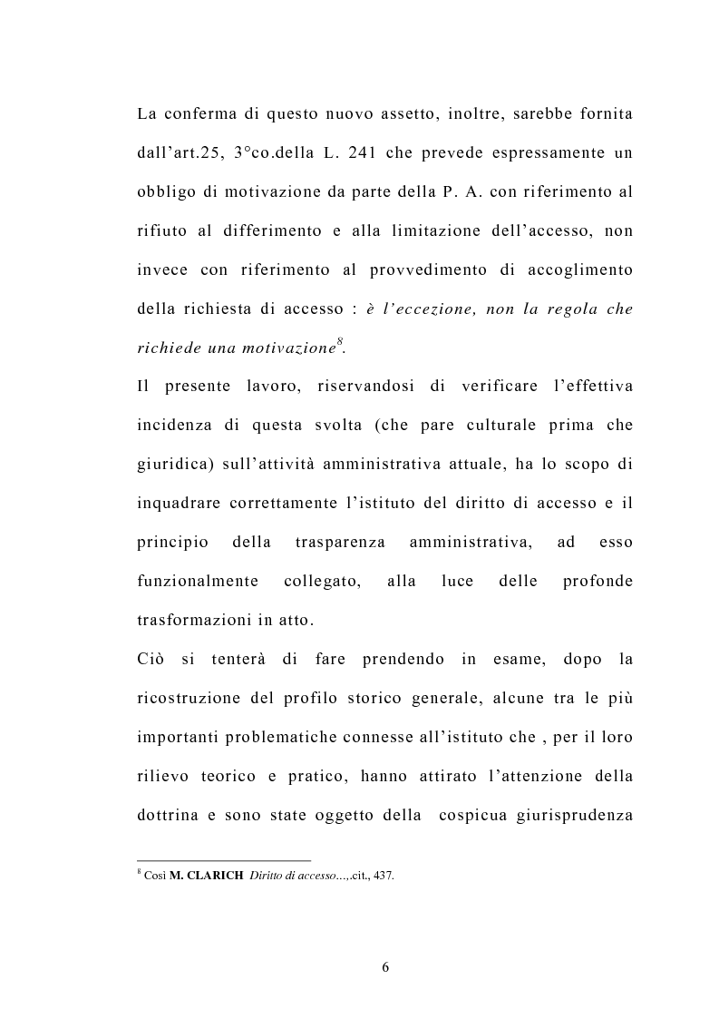 Anteprima della tesi: Accesso e trasparenza nell'attività della Pubblica Amministrazione, Pagina 5