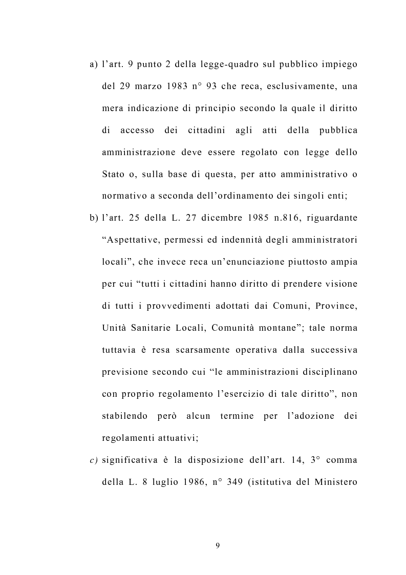 Anteprima della tesi: Accesso e trasparenza nell'attività della Pubblica Amministrazione, Pagina 8