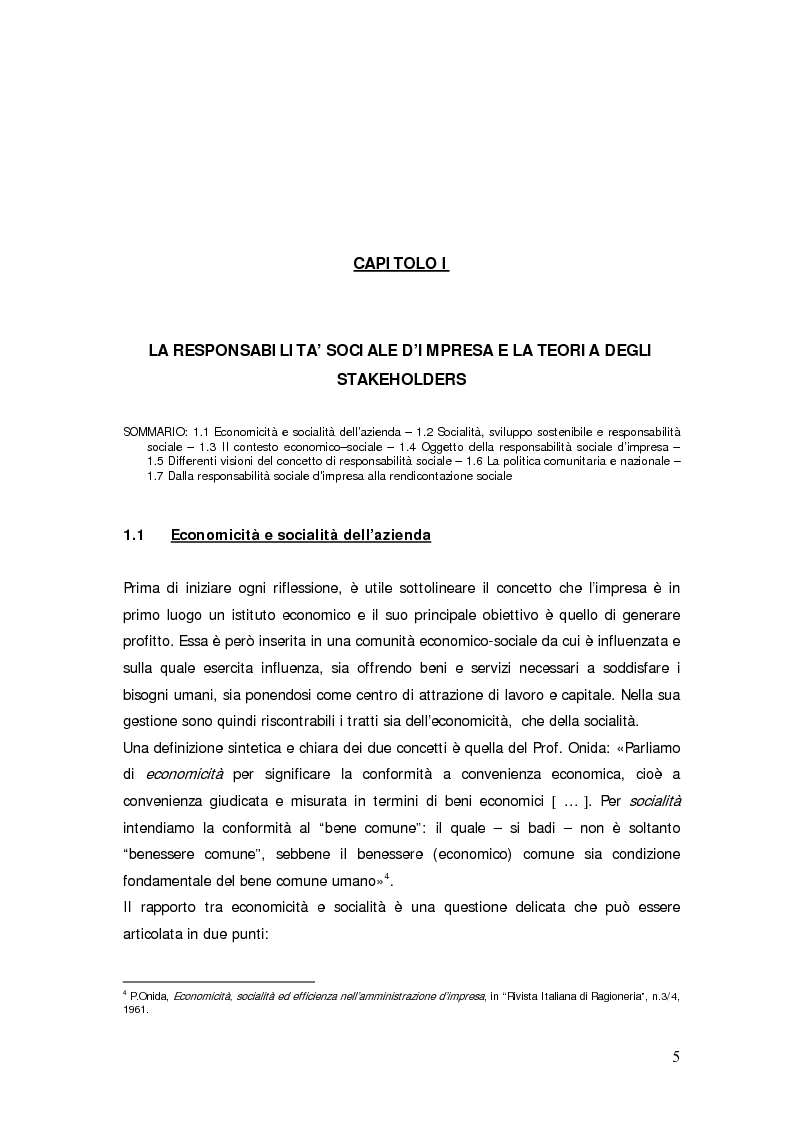 Anteprima della tesi: Il bilancio sociale d'impresa, Pagina 5