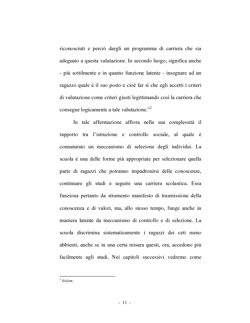 Anteprima della tesi: La dispersione scolastica nel comune di Rende, Pagina 11