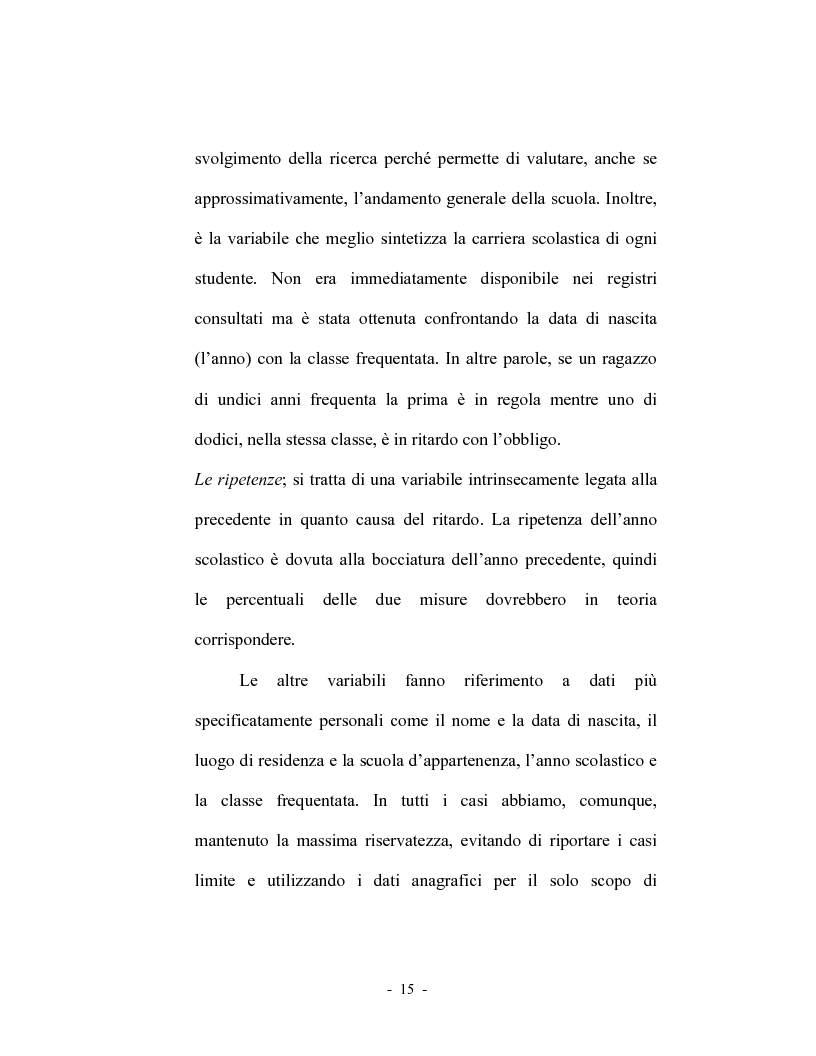 Anteprima della tesi: La dispersione scolastica nel comune di Rende, Pagina 15