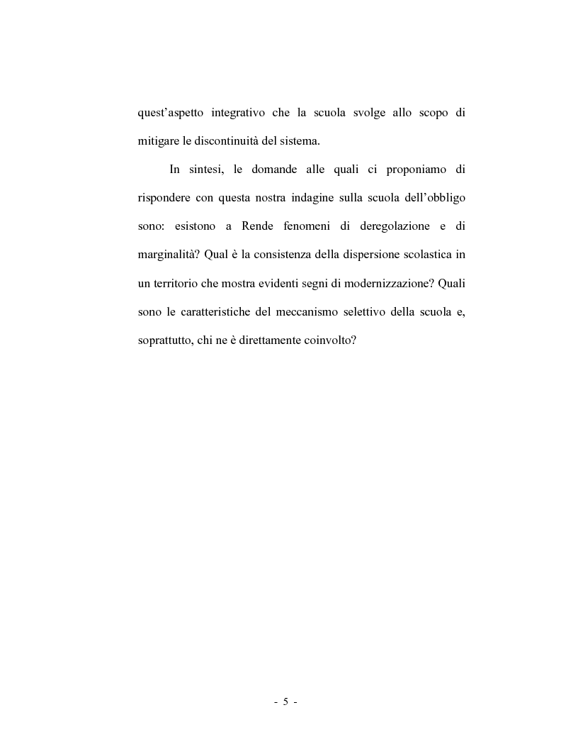 Anteprima della tesi: La dispersione scolastica nel comune di Rende, Pagina 5