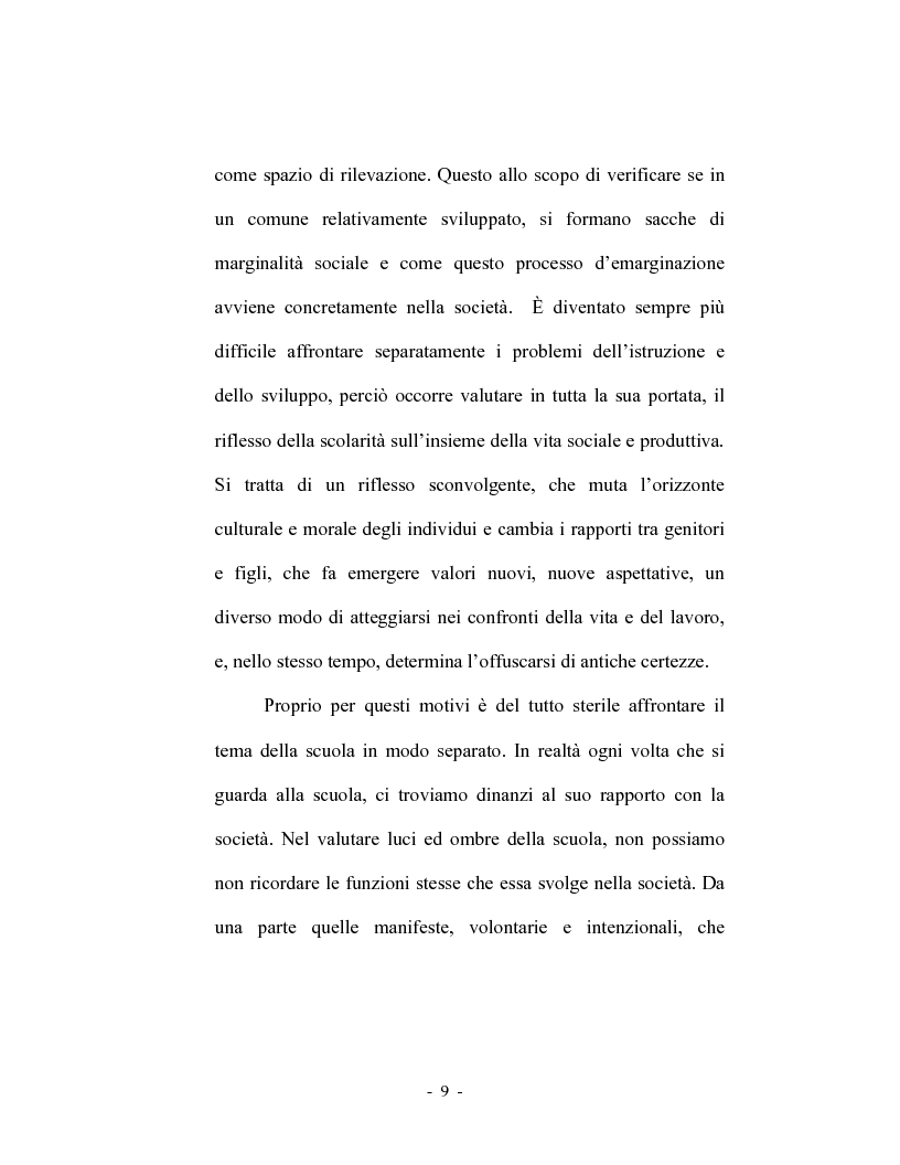 Anteprima della tesi: La dispersione scolastica nel comune di Rende, Pagina 9