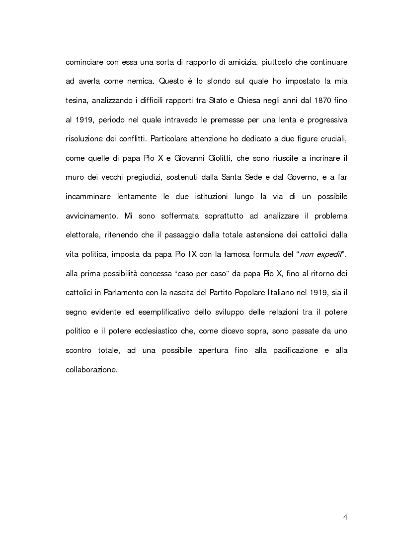 Anteprima della tesi: Il problema della partecipazione dei cattolici alla vita politica. Dal "non expedit" fino alla nascita del Partito Popolare., Pagina 2