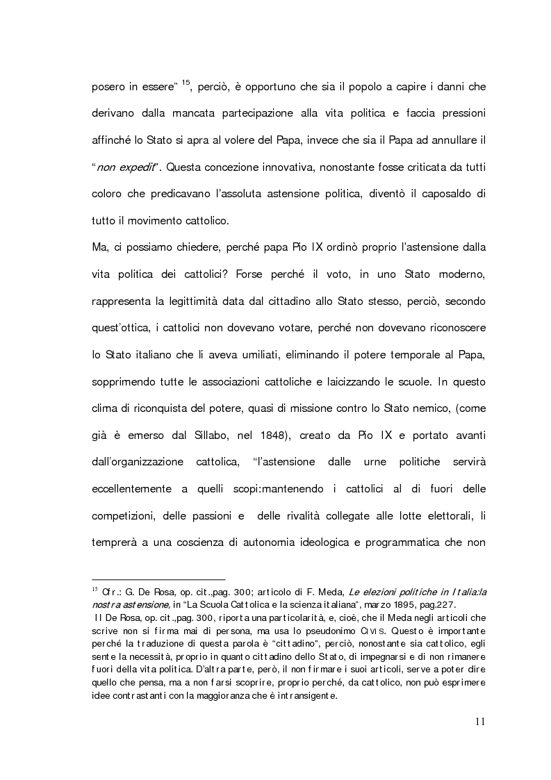 Anteprima della tesi: Il problema della partecipazione dei cattolici alla vita politica. Dal "non expedit" fino alla nascita del Partito Popolare., Pagina 9
