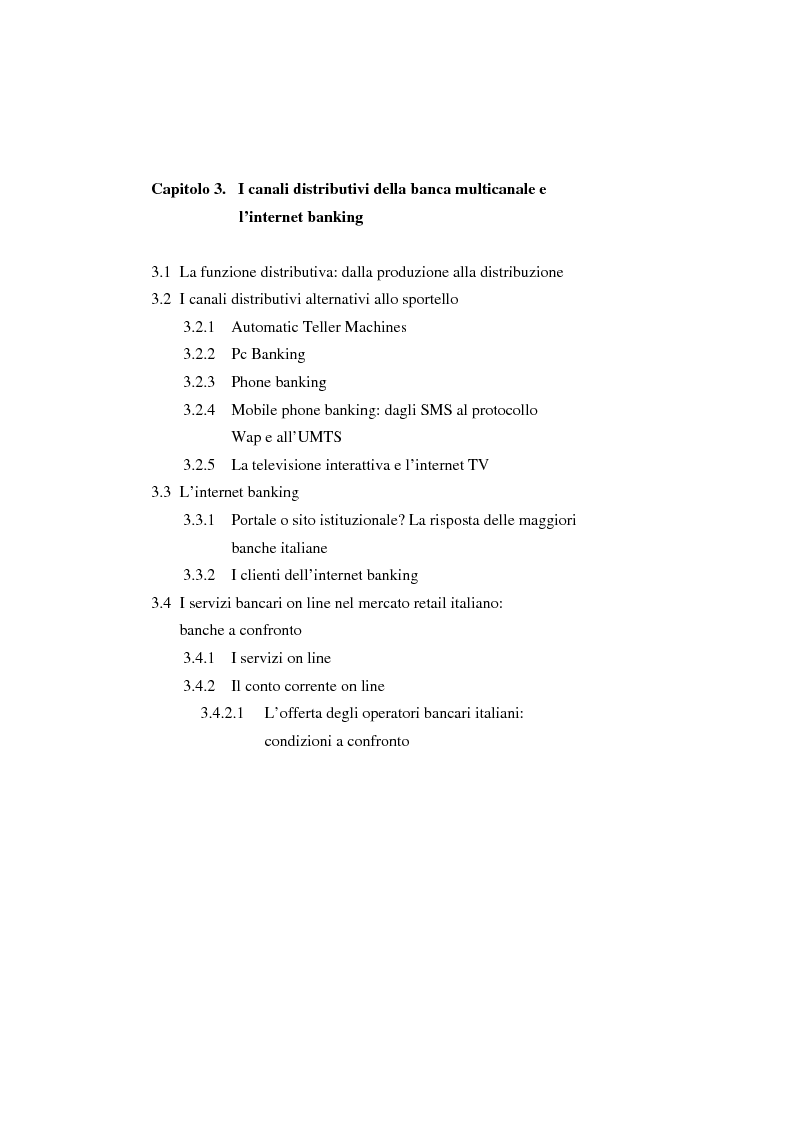 Indice della tesi: E-Banking : Linee strategiche ed evolutive del sistema bancario. Il caso delle banche di credito cooperativo, Pagina 3