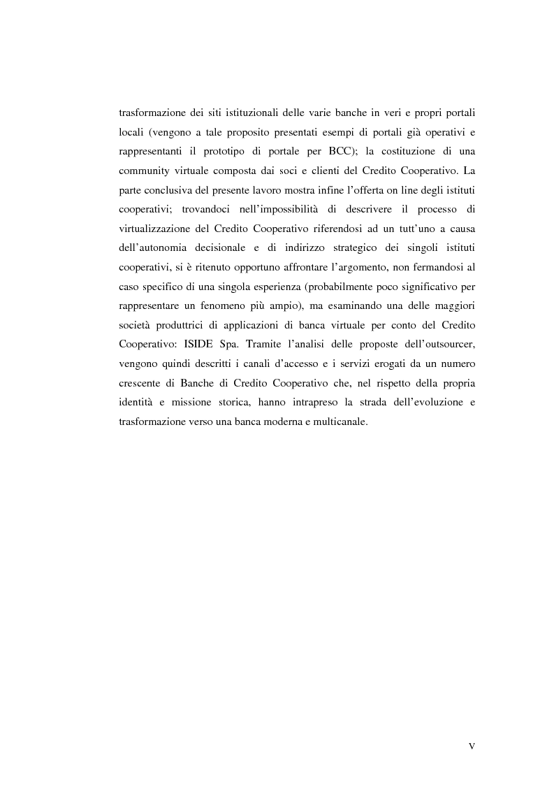 Anteprima della tesi: E-Banking : Linee strategiche ed evolutive del sistema bancario. Il caso delle banche di credito cooperativo, Pagina 5