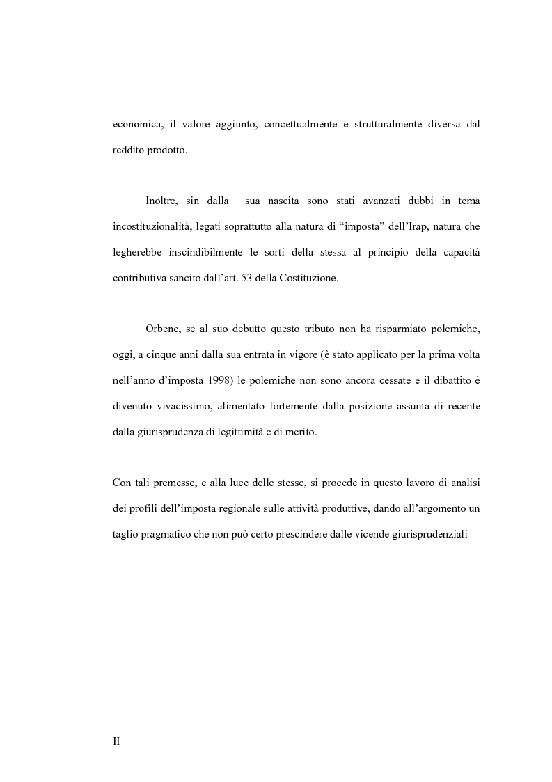 Anteprima della tesi: IRAP: Imposta Regionale sulle Attività Produttive, Pagina 2