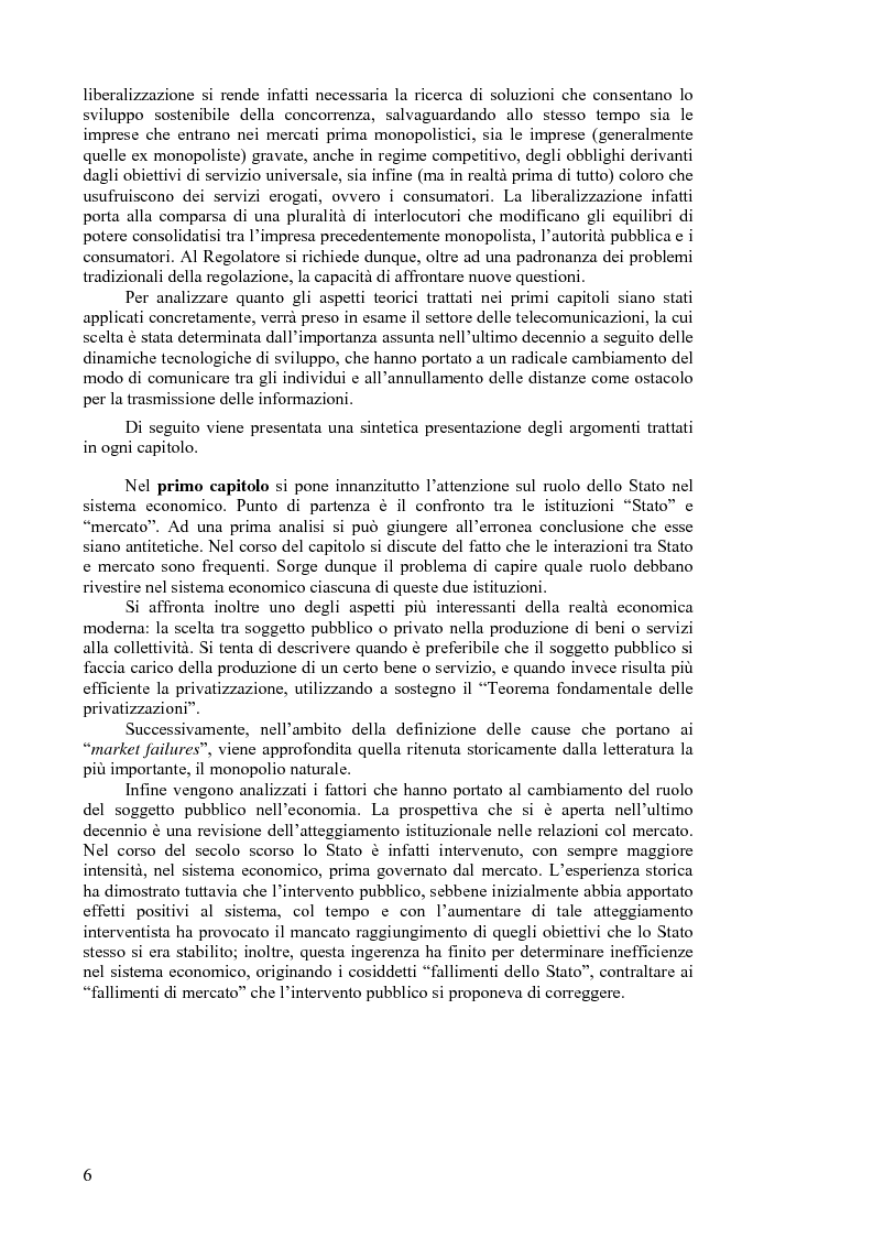 Anteprima della tesi: I servizi a rete: liberalizzazione e regolazione, con particolare attenzione al settore delle telecomunicazioni., Pagina 2